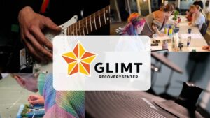 Collage med bilder fra aktiviteter ved Glimt Recoverysenter
