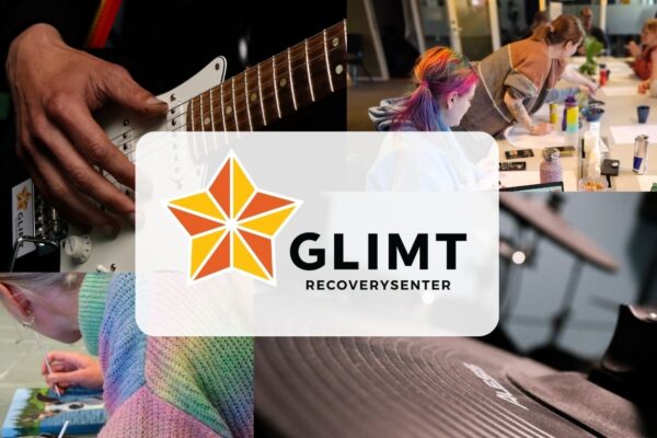 Collage med bilder fra aktiviteter ved Glimt Recoverysenter